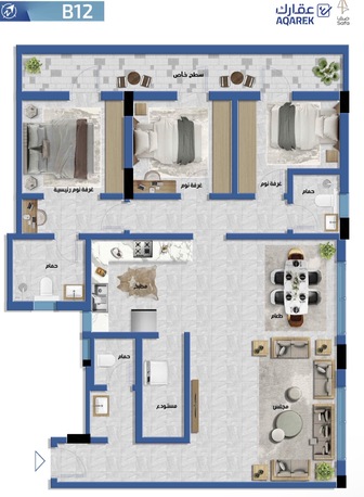 Riyadh, Apartments, Flats, Houses & Villas, SAR 110/month,  3 BR,  136 Sq. Meter,  New Apartment For Rent