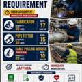 Pipe Fitter, Cable Pulling Worker, Fabricator