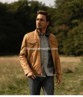 New York, Clothing & Accessories, USD 179,  Camel Brown Real Leather Jacket For Men