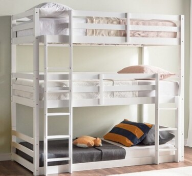Jubail, Furniture, SAR 1000,  Triple Bunk Bed For Sale &ndash; White Wooden Bed