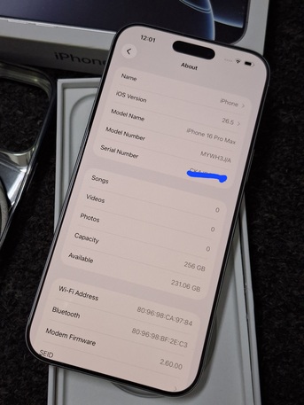 Al Rahmaniyah, Mobile Phones, SAR 3400,  IPhone 16 Pro Max 256gb White Titanium