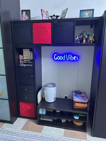 Riyadh, Furniture, SAR 450,  Adjustable IKEA Bookcase With A Small IKEA  TV Unit