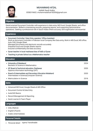 Makkah, Job Seekers, Document Controller/ Data Entry Operator