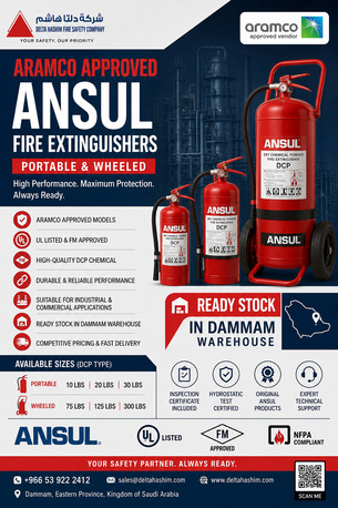 Dammam, Security, Ansul, Aramco Approved, Portable & Wheeled Fire Extinguisher Stock Available In Dammam