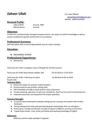 Riyadh, Job Seekers, HVAC Technician