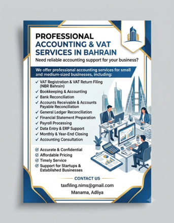 Manama, Accounting, Professional VAT & Accounting Services In Bahrain