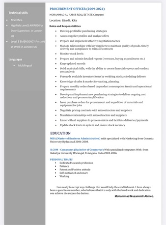 Jeddah, Job Seekers, Procurement Officer CV, | Immediate Joining | Translatable Iqama