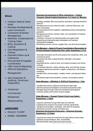Khobar, Job Seekers, Sales & Business Development Manager | Construction, Contracting & Trading | Technical Sit
