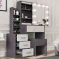 GBP 105,  Sliding-Mirror Dressing Table With Stool And Storage