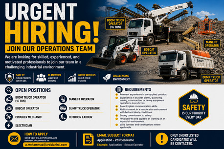Madinah, Jobs, 🚨 Urgent Hiring Crusher Plant Operations