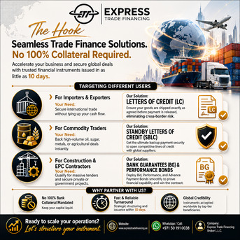 Dubai, Financial, Financial Instruments Facilitation &ndash; LC, SBLC, BG, & Bonds For Trade Finance