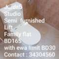 BHD 165/month,  Studio,  Semifurnished Studio Flat For Rent In Jurdab BD 165 With Ewa Limit 30 Contact : 34304560