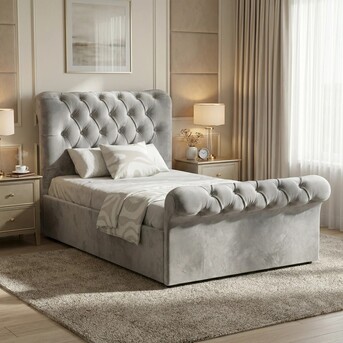 London, Furniture, GBP 199,  Chesterfield Side-Lift Ottoman Bed With Rolled Headboard