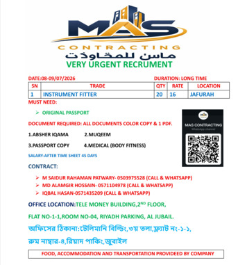 Jubail, Jobs, URGENT MANPOWER NEED