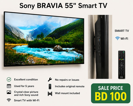 Manama, Appliances, BHD 100,  Sony BRAVIA 55&rdquo; Smart TV For Sale