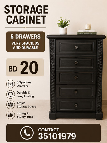 Manama, Furniture, BHD 20,  5-Drawer Spacious Storage Cabinet
