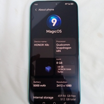 Riyadh, Mobile Phones, SAR 500,  Honor X8c 512 8+8 Turbo