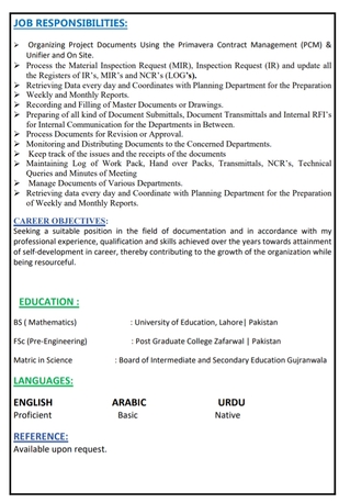 Riyadh, Job Seekers, Document Cotroller With 5 Years Experience