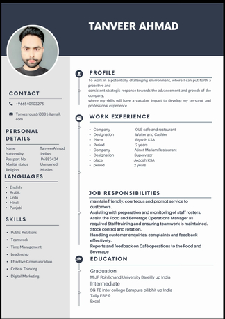 Jeddah, Job Seekers, I Am Looking Job For Cashier, Waiter And Supervisor