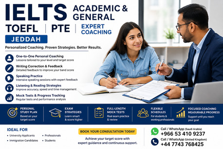Jeddah, Lessons Offered, IELTS Academic & General | TOEFL | PTE | One-to-One Expert  Consultation &ndash; Jeddah