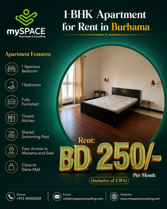 Burhama, Apartments, Flats, Houses & Villas, BHD 250/month,  Furnished,  1 BR,  Apartment For Rent In Burhama