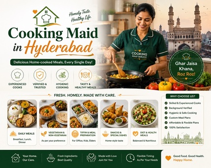 Hyderabad, Business, Cooking Maid In Hyderabad For Daily Kitchen Assistance