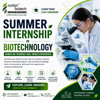 Noida, Lessons Offered, Summer Internship In Biotechnology &ndash; Hands-on Training & Research Programs