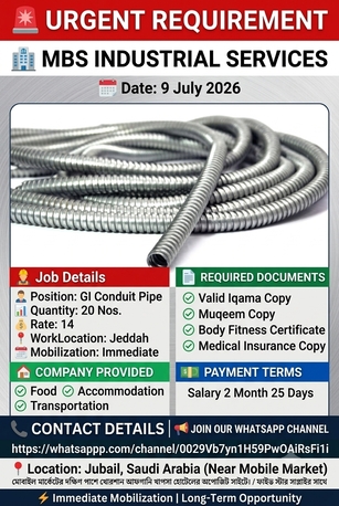 Jubail, Jobs, Gi Conduit Pipe
