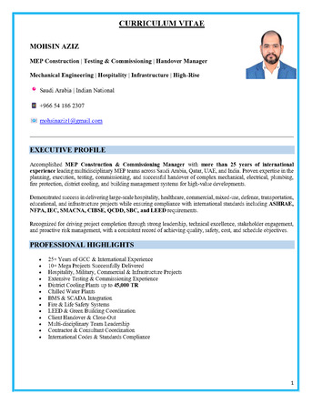 Madinah, Job Seekers, MEP Manager
