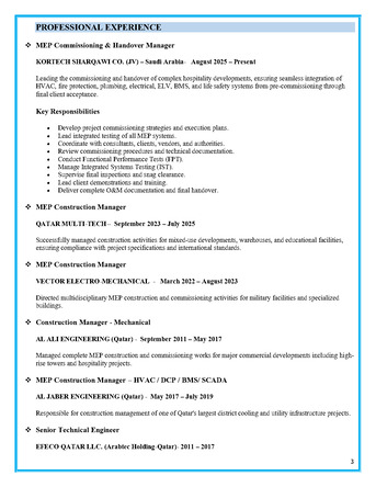 Madinah, Job Seekers, MEP Manager