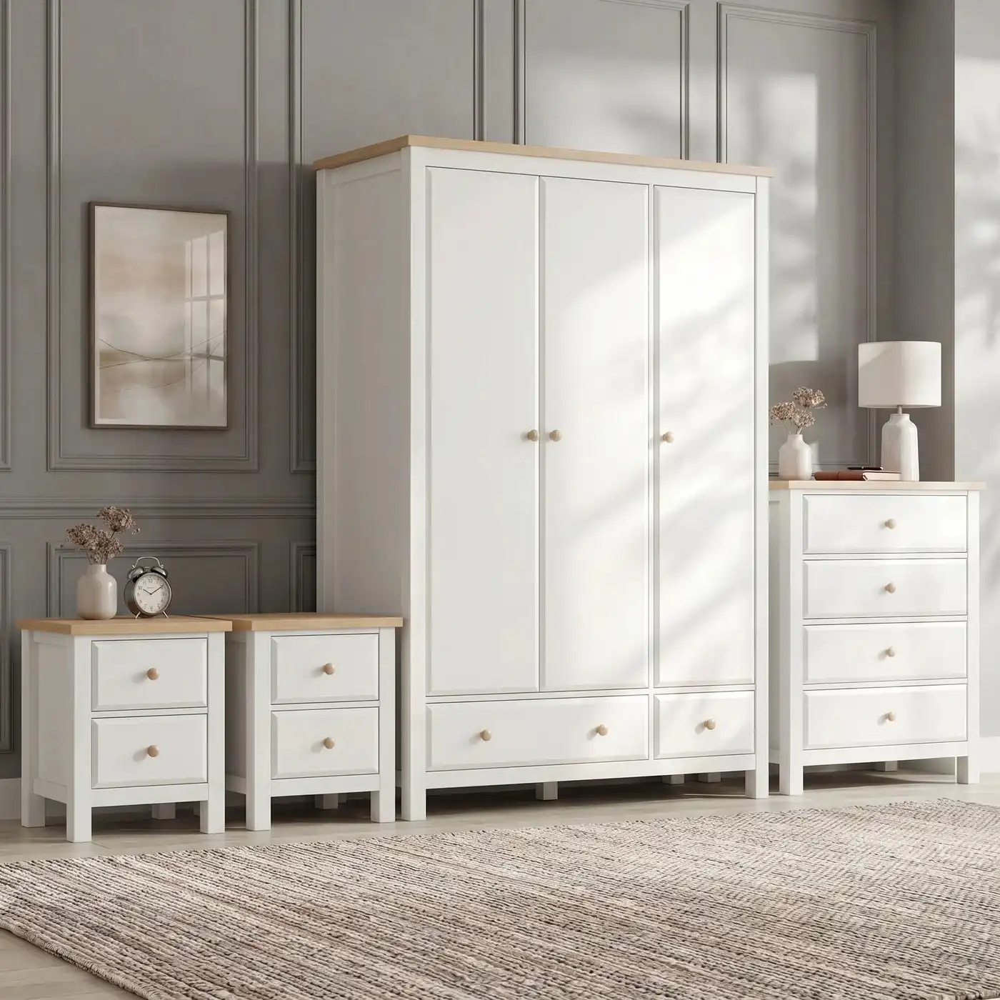 London, Furniture, GBP 539,  Haven White 4 Piece Painted Bedroom Set With 4 Drawer Chest And Two Bedsides
