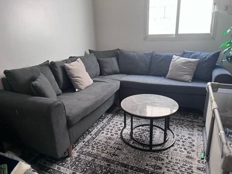 Riyadh, Furniture, SAR 250,  L-Shaped Sofa With Carpet And Coffee Table