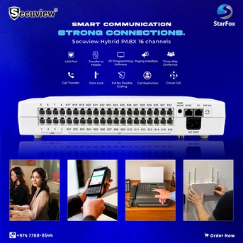 Doha, Electronics, QAR 1450,  Secuview Hybrid PABX 16 Channels Reliable Communication For Large Networks.