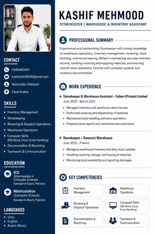 Riyadh, Job Seekers, Application For Storekeeper Position