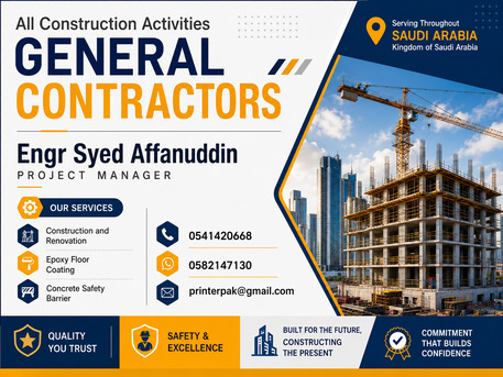 Rabigh, Construction, General Contractor | Blockwork | Plaster | Painting | Tiles | Epoxy | Gypsum | Barr