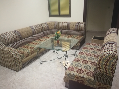 Al Jubail Al Balad, Furniture, SAR 500,  Sofa + Glass Table + Curtain