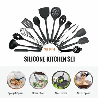 Mumbai, Household Items, INR 761,  Ami Silicone Kitchen Utensil Set Without Bucket &ndash; 14 Pieces