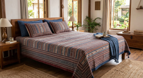 Mumbai, Household Items, INR 1499,  Handloom Cotton Bedsheet King Size Pure Cotton King Bedsheets | Theindiglobal