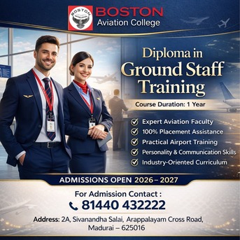 Madurai, Education, Top Aviation College For Diploma In Ground Staff Training In India