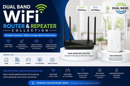 New Delhi, Electronics, INR 1599,  Dual Band WiFi Router & Repeater Collection