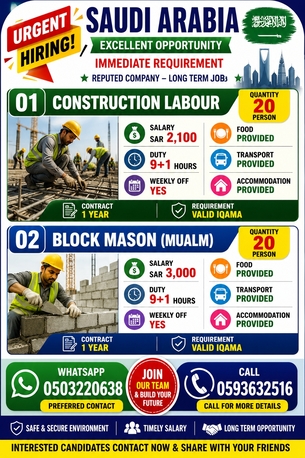 Jeddah, Jobs, LABOUR AND BLOCK MOLIM