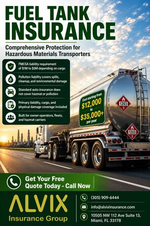 Miami, Financial, Fuel Truck Insurance Coverage For Petroleum Haulers USA