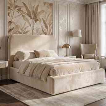 London, Furniture, GBP 299,  Beige Pluva King Ottoman Bed With Full-Length Storage Bay