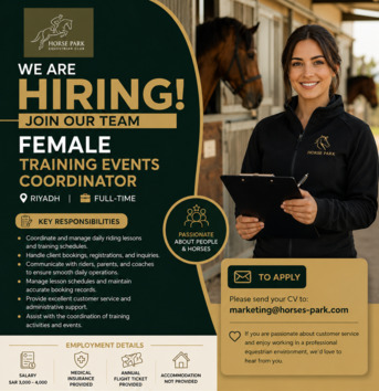 Riyadh, Jobs, Training Events Coordinator (Female) |  Equestrian Club | Full-Time | Riyadh