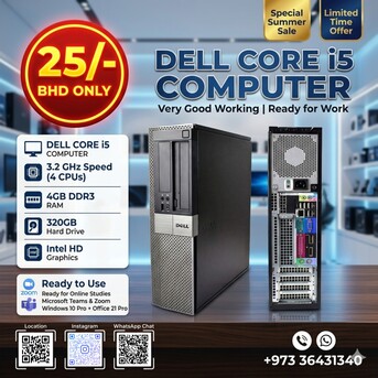 Muharraq, Computers, BHD 28,  Special Offer DELL Core I5 Computer 320 GB HDD Good Working Ready To Use Windows 10 Pro