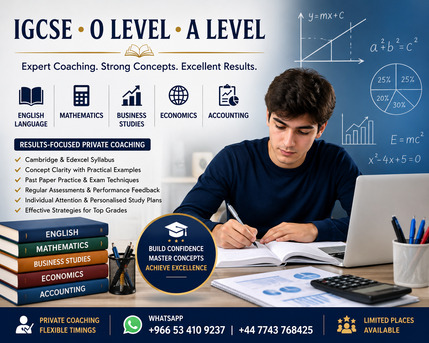 Jubail, Lessons Offered, GCSE, O Level & A Level | Expert Coaching In English, Maths, Business & Accounting