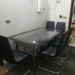 Hara, Furniture, SAR 700,  Italian Model Dining Table, Pure Lather 6 Chairs For Sale