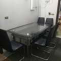 SAR 700,  Italian Model Dining Table, Pure Lather 6 Chairs For Sale