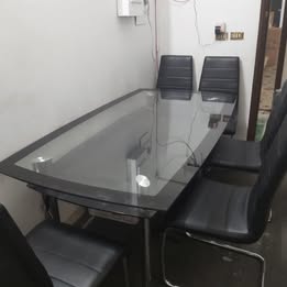 Hara, Furniture, SAR 700,  Italian Model Dining Table, Pure Lather 6 Chairs For Sale