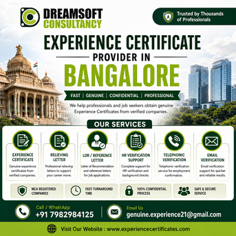 Bangalore, Legal, Professional Experience Certificate Provider For Bangalore Jobs